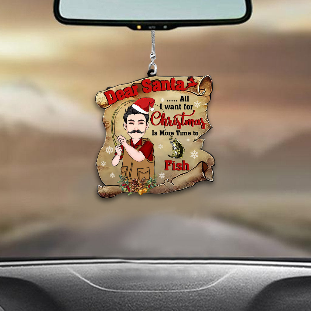 Dear Santa - Personalized Fishing One-sided Car Ornament