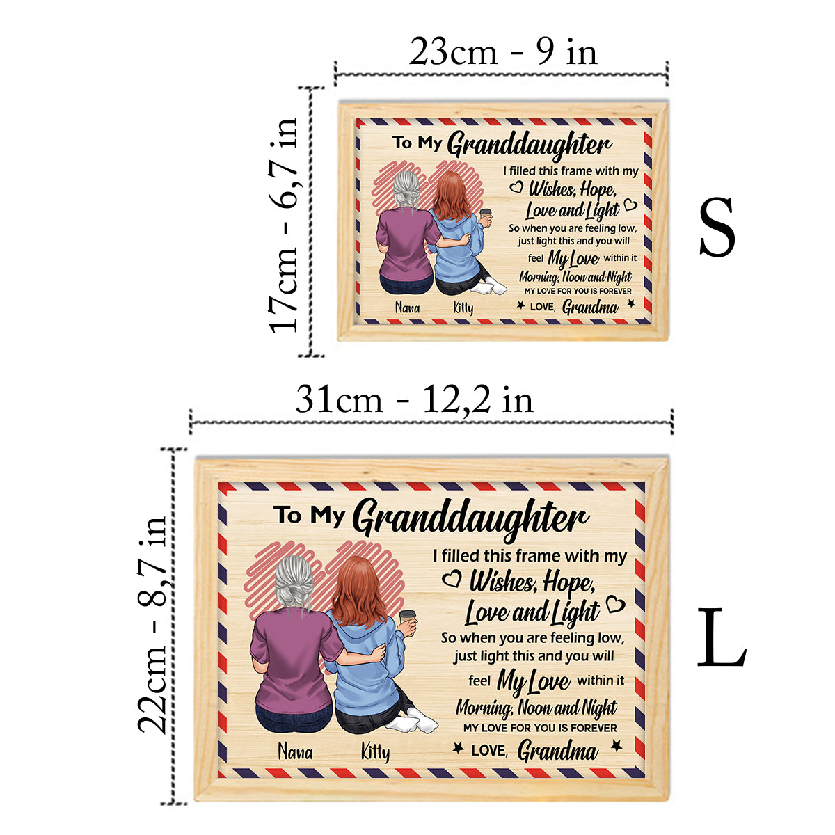 To My Granddaughter / Grandson / Daughter / Son / Grandma / Mom - Personalized Grandma Light Photo Frame