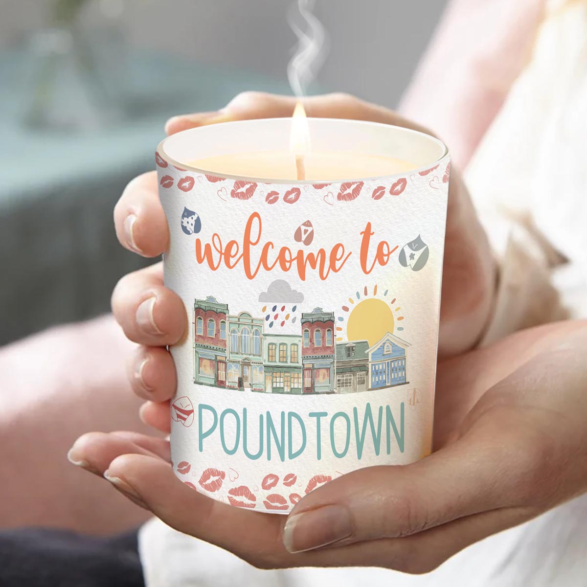 Welcome To The Poundtown Inappropriate Adult - Personalized Couple Candle With Wooden Lid