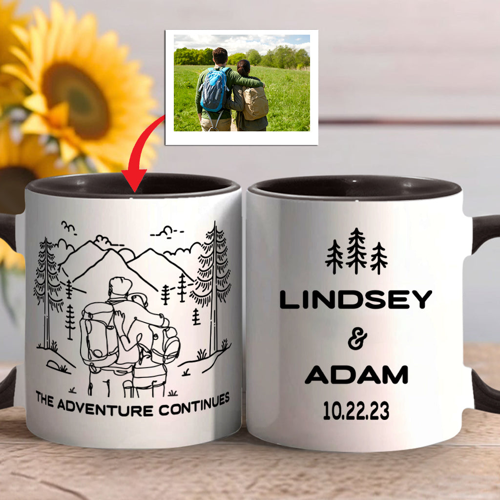 The Adventures Continues - Personalized Hiking Accent Mug