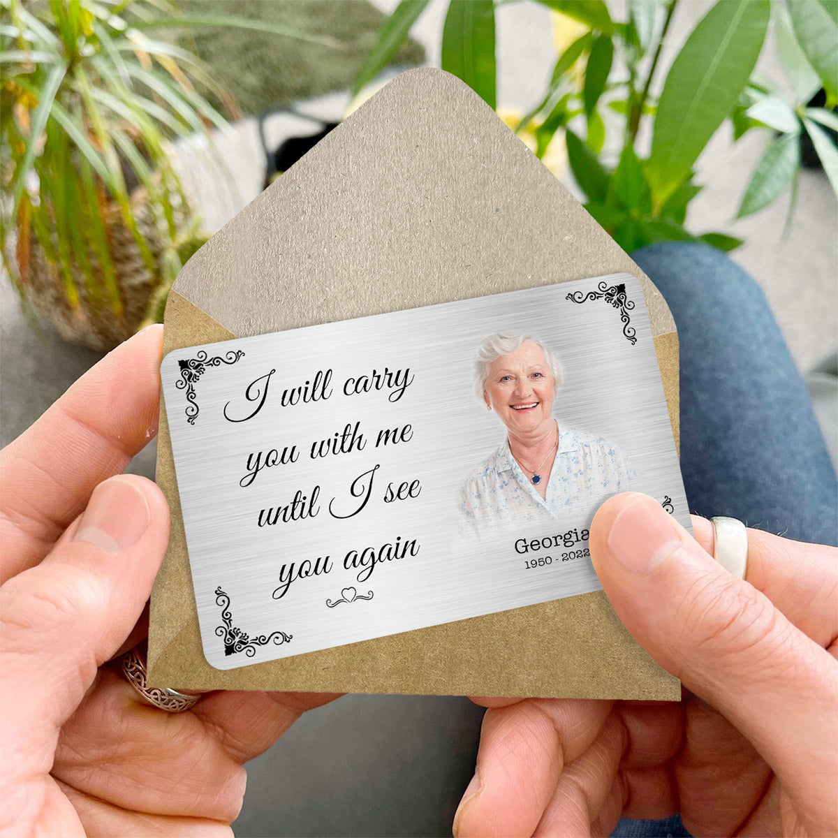 I Will Carry You With Me - Memorial gift for loss of - Personalized Wallet Insert Card