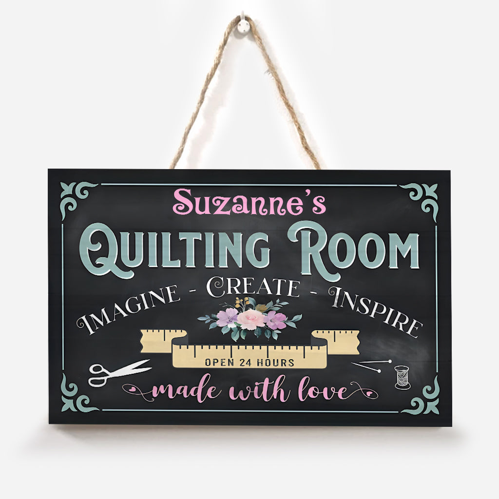 Quilting Room - Personalized Quilting Rectangle Wood Sign