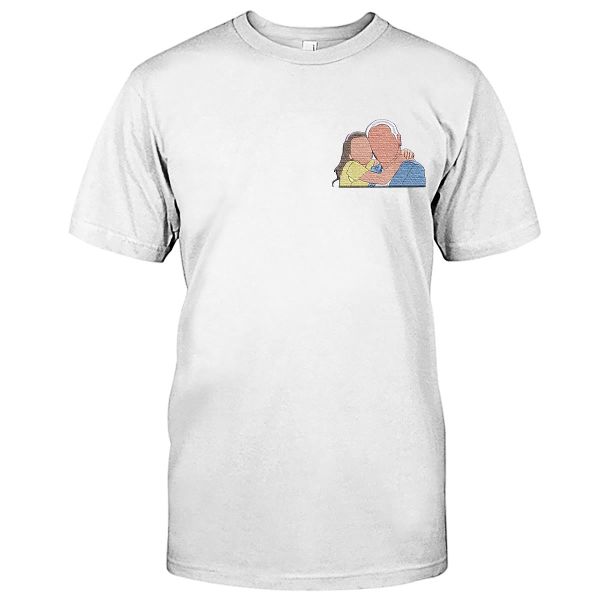 Custom 2D Photo - Personalized Grandpa Embroidered T-shirt