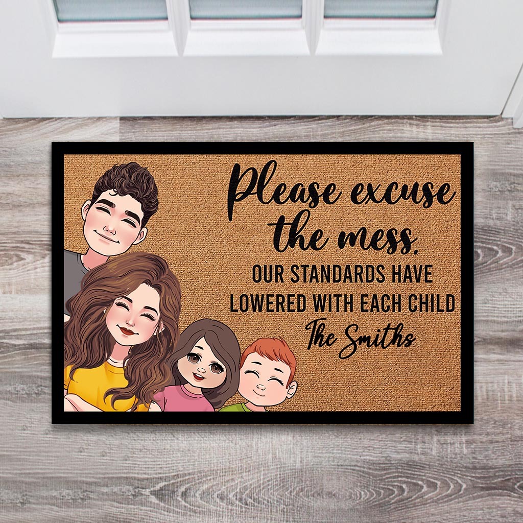 Please Excuse The Mess - Personalized Family Doormat
