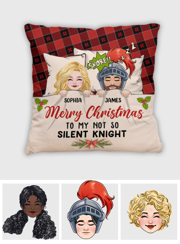 Merry Christmas To My Not So Silent Knight - Personalized Couple Throw Pillow