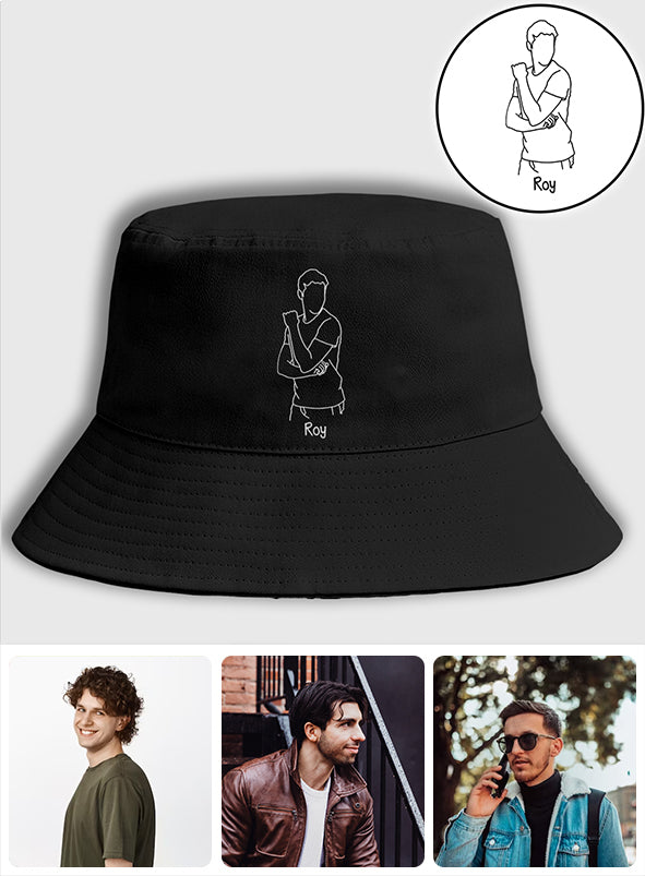 Custom Photo - Personalized grandson Embroidered Bucket Hat