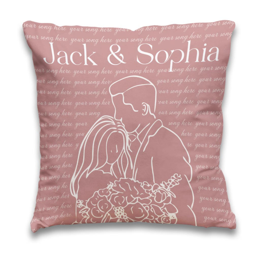 Wedding Song Lyrics Print - Personalized Husband And Wife Throw Pillow