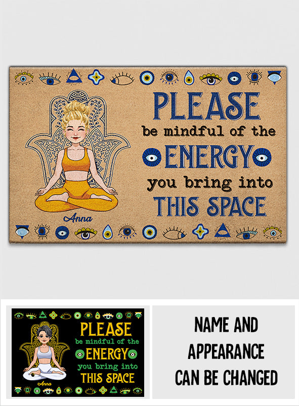 Mindful Of The Energy - Personalized Yoga Doormat