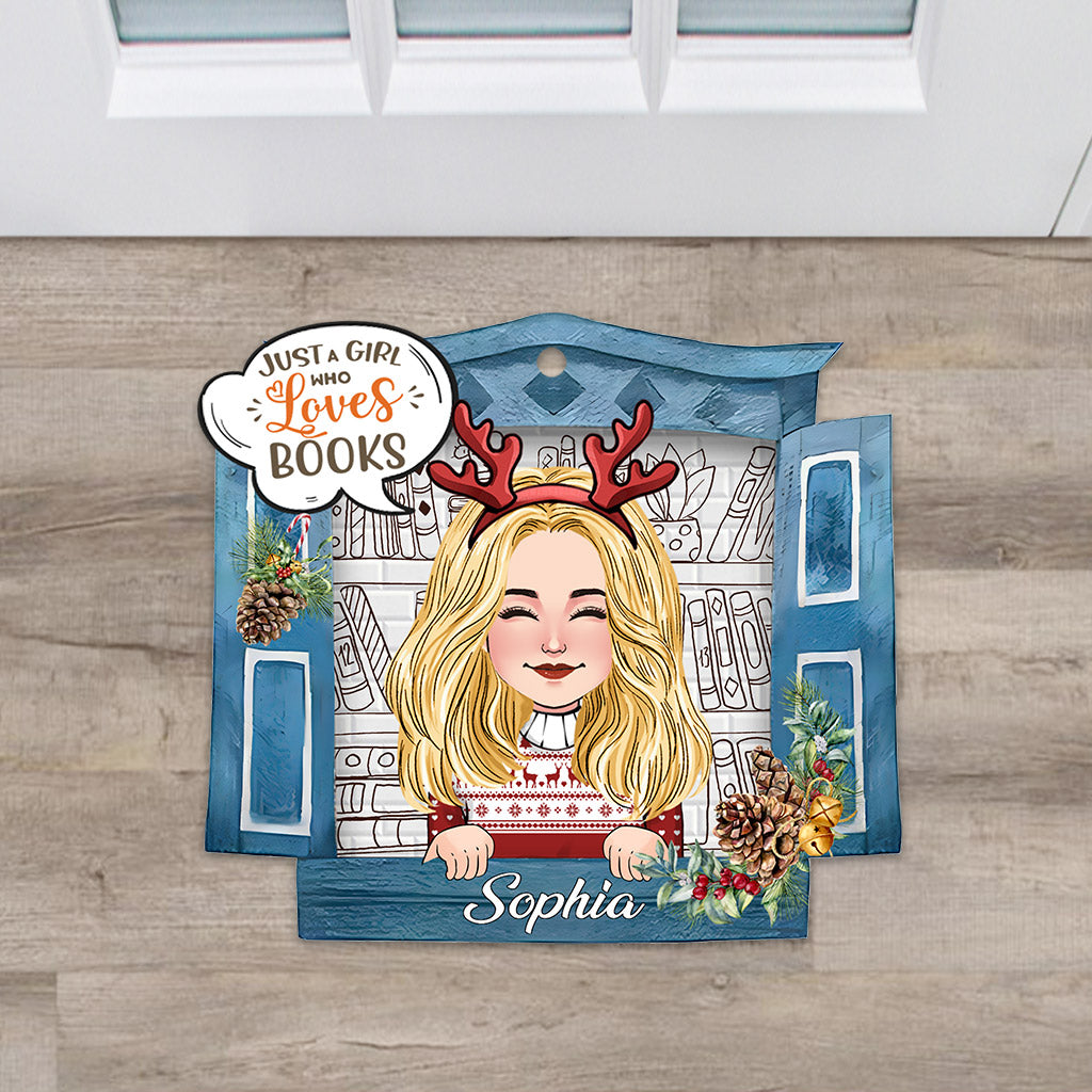 Discover Just A Girl Who Loves Books - Personalized Book Shaped Doormat