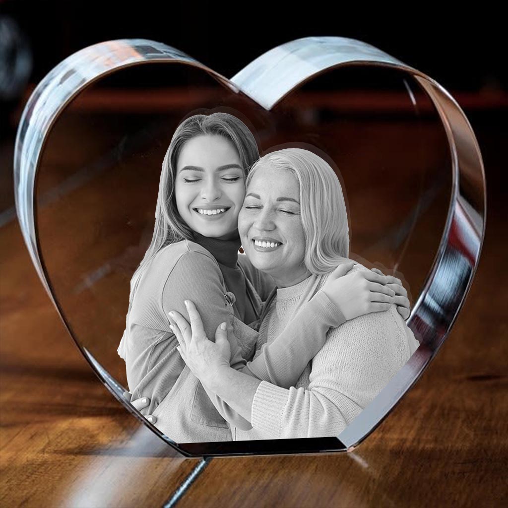 Custom Photo - Personalized Mother Laser Engraving 3D Heart Shaped Crystal Lamp