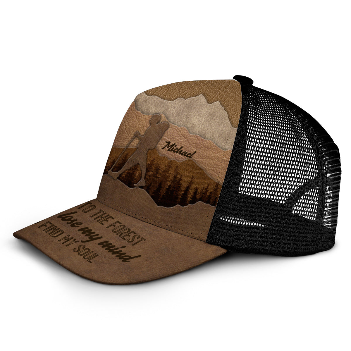 And Into The Forest I Go - Personalized Hiking Trucker Hat