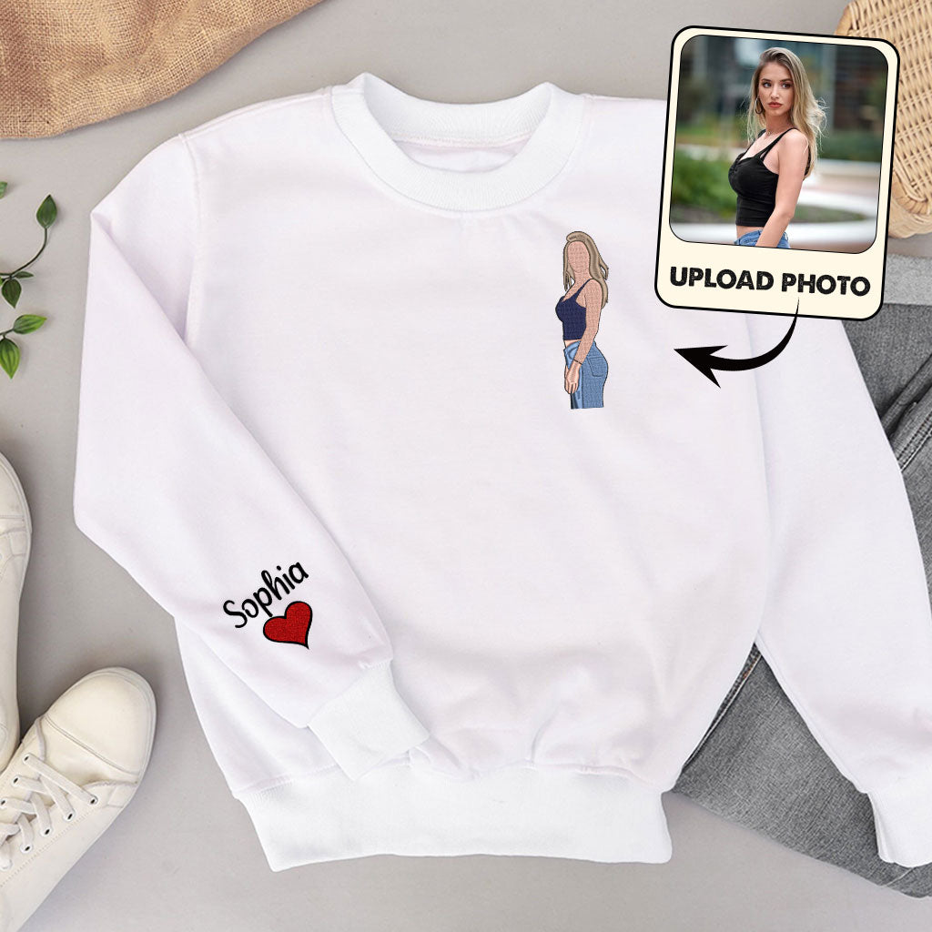 Custom 2D Photo - Personalized Aunt Embroidered Sweater