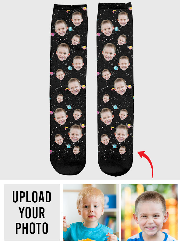 Custom Face Galaxy - Personalized Kid Socks