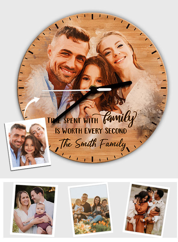 Time Spent With Family Is Never Wasted - Personalized Family Wall Clock