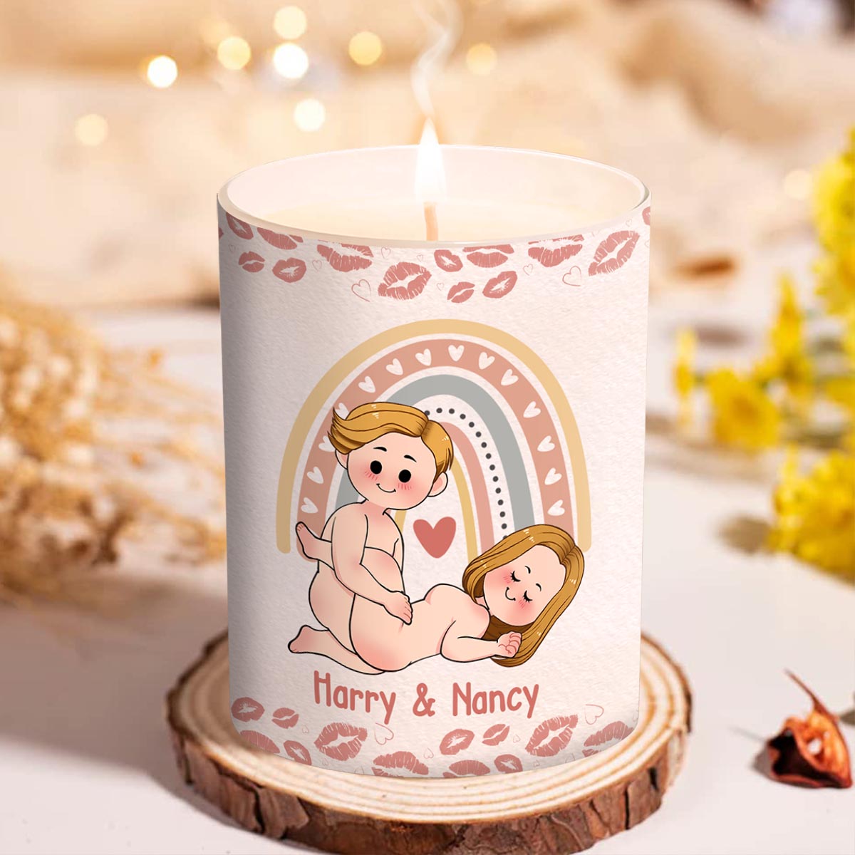 Welcome To The Poundtown Inappropriate Adult - Personalized Couple Candle With Wooden Lid