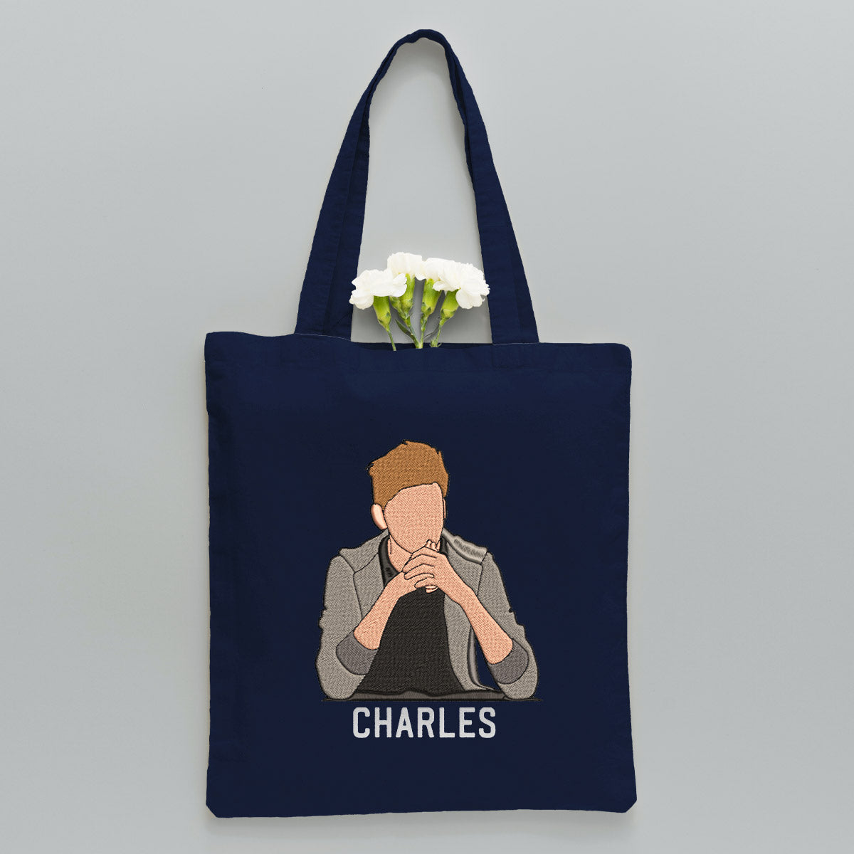 Custom 2D Photo - Personalized Son Embroidered Tote Bag