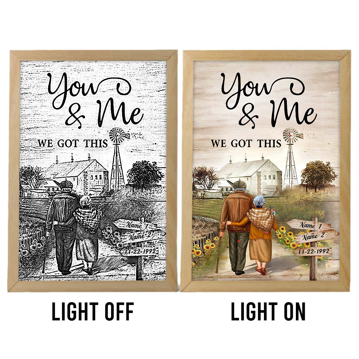 You & Me We Got This - Personalized Husband And Wife Light Photo Frame