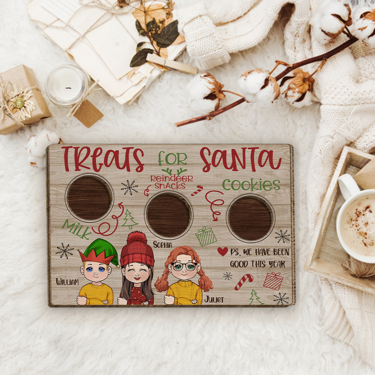 Treats For Santa - Personalized Family 2 Layered Wood Sign