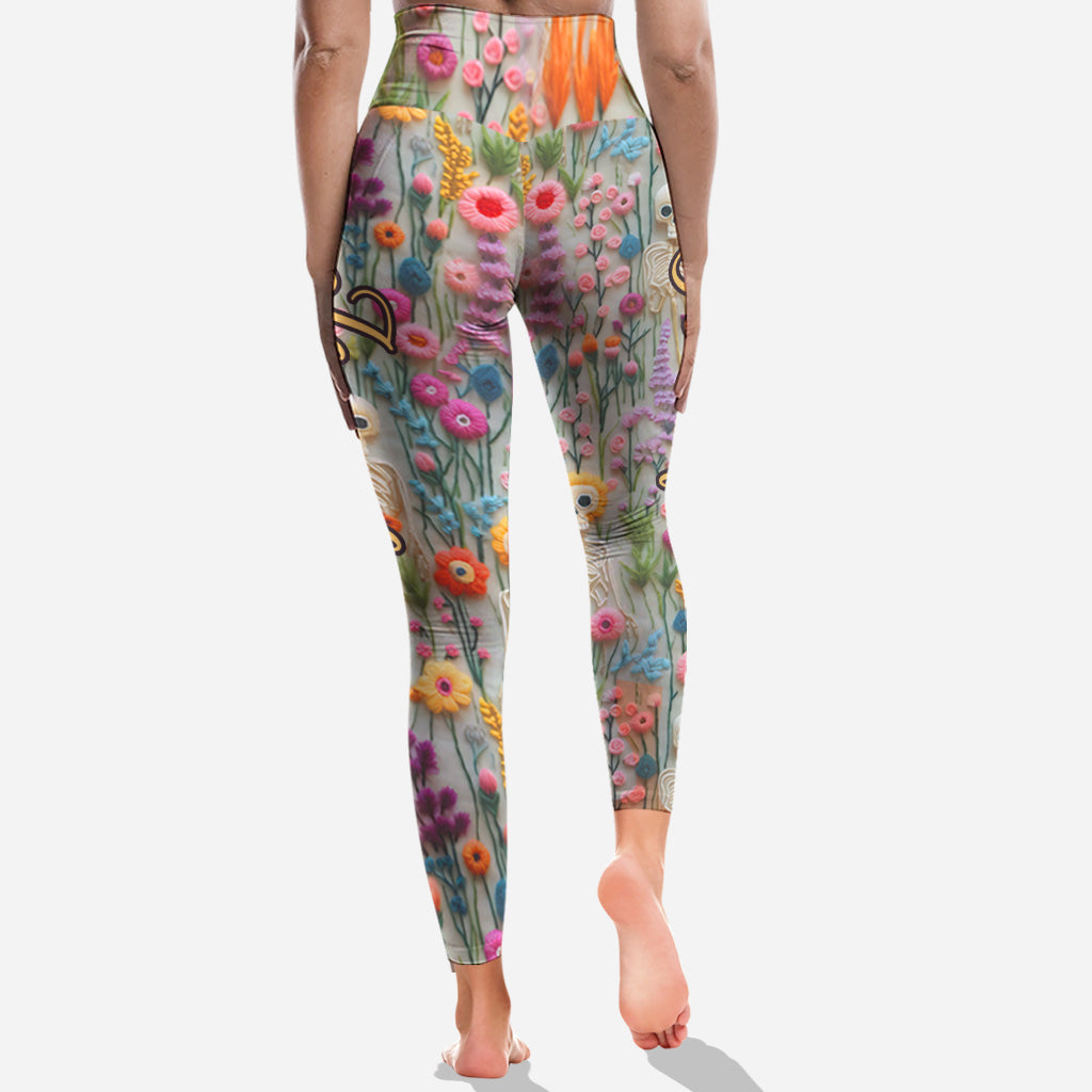 Floral Skeleton - Personalized Skull Leggings