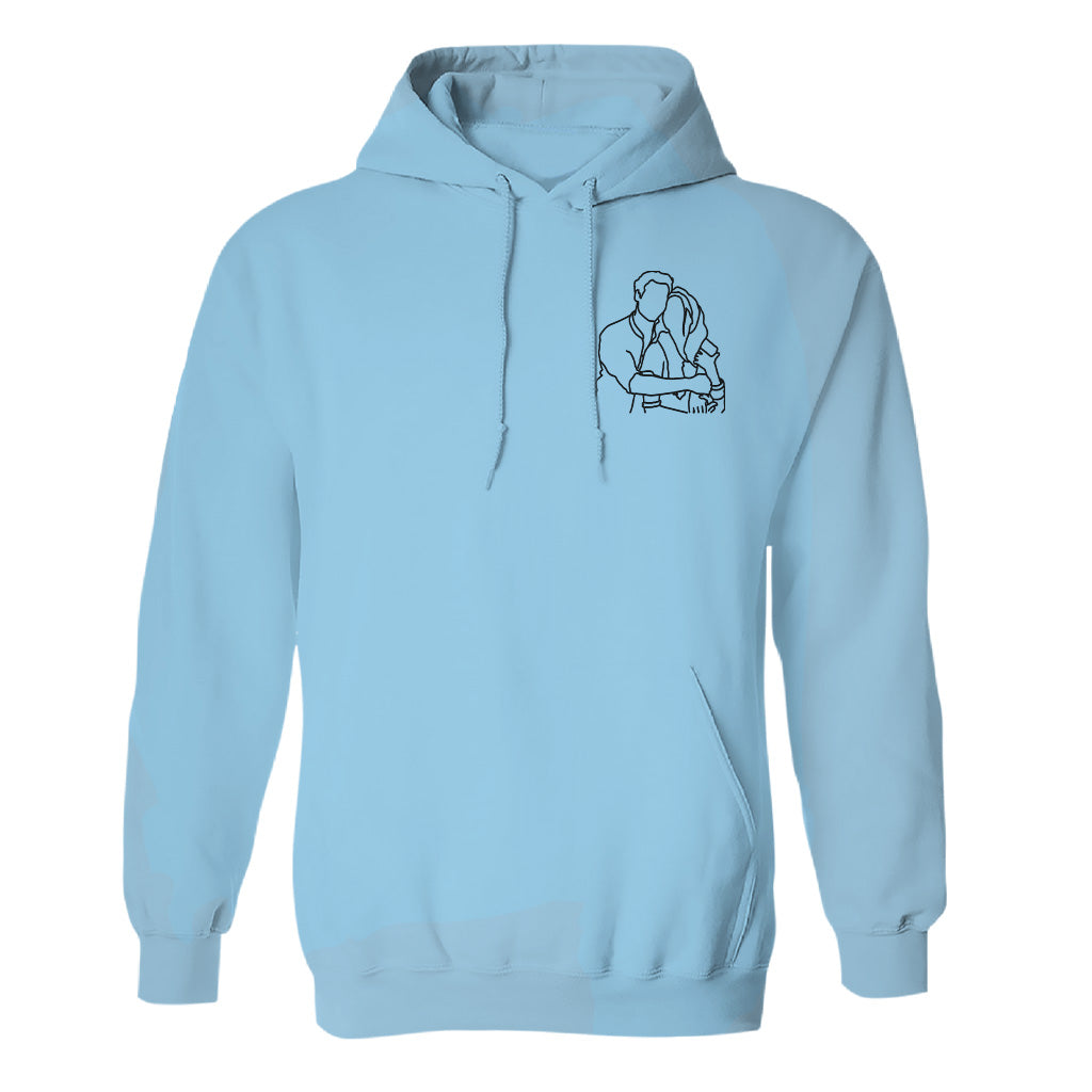 Custom Line Art - Personalized Couple Embroidered Hoodie