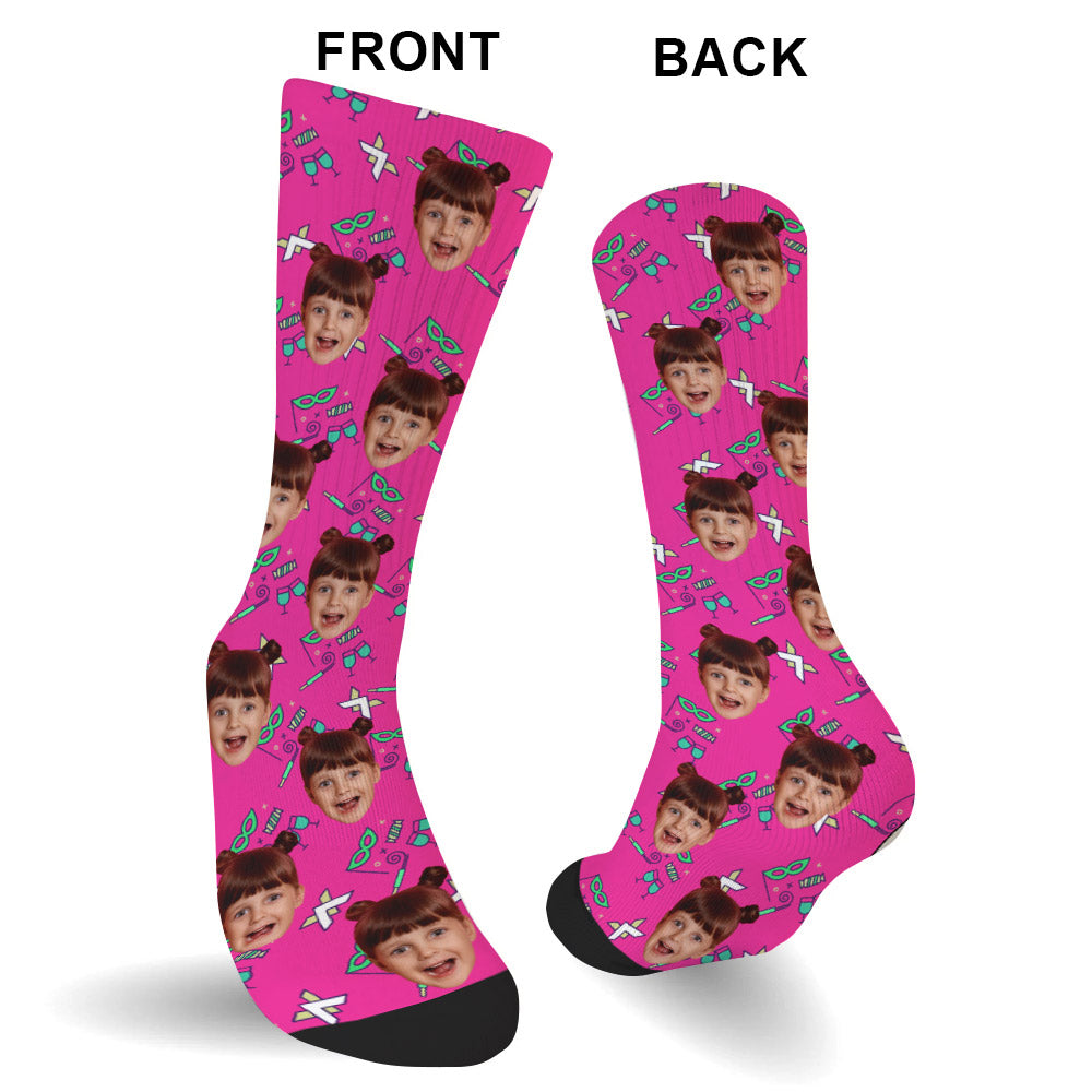 Custom Face Party Pattern - Personalized Daughter Socks