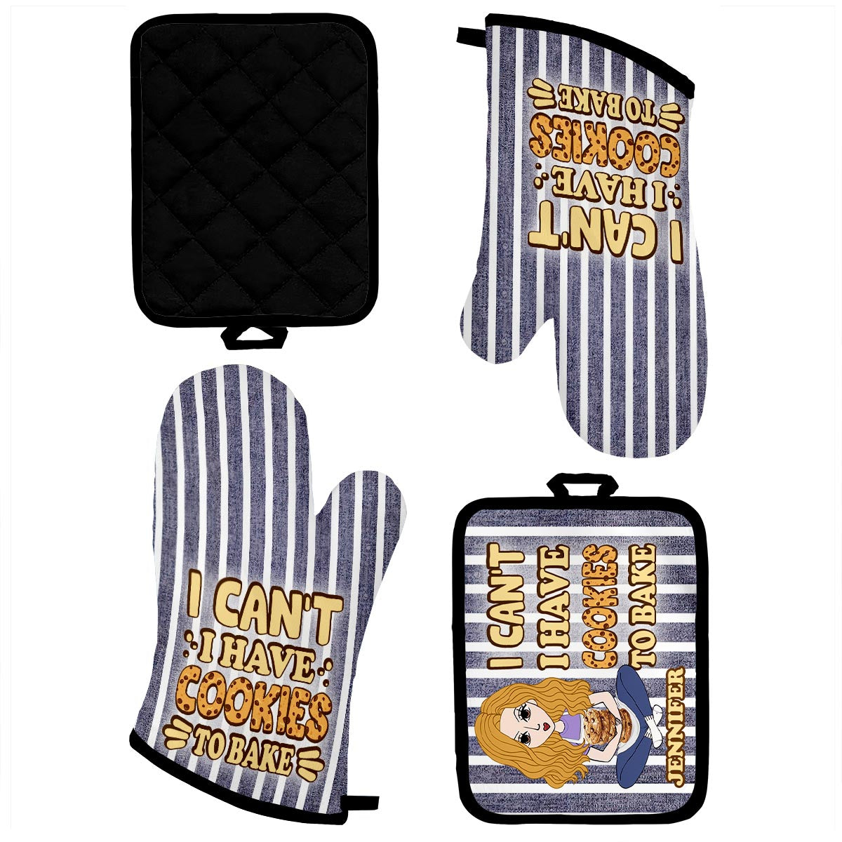 I Can't I Have Cookies To Bake - Personalized Baking Oven Mitts & Pot Holder Set