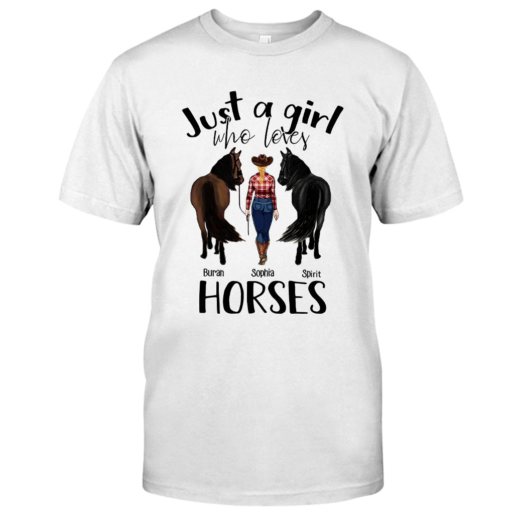 Just A Girl Who Loves Horses - Personalized Horse T-shirt and Hoodie