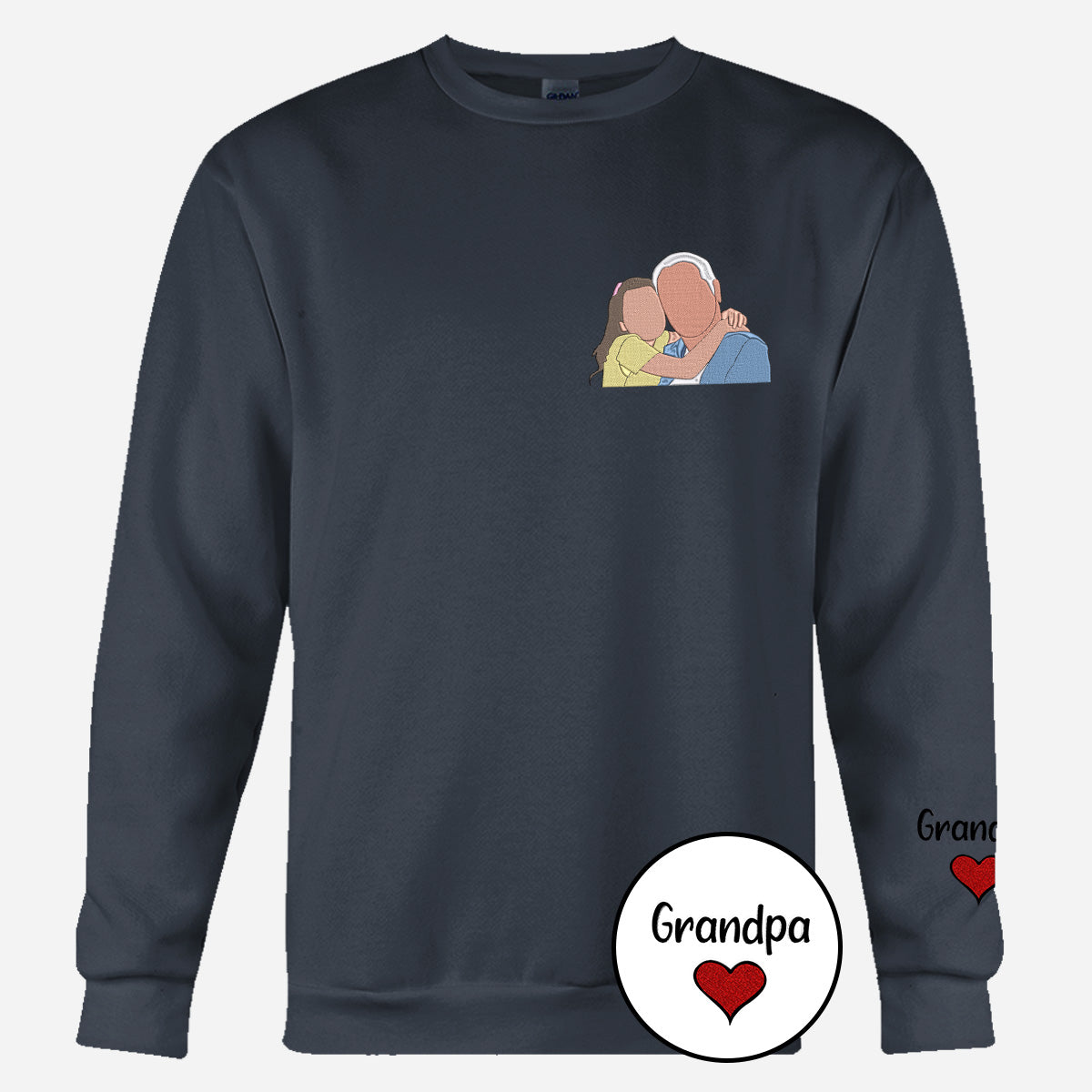 Custom 2D Photo - Personalized Grandpa Embroidered Sweater