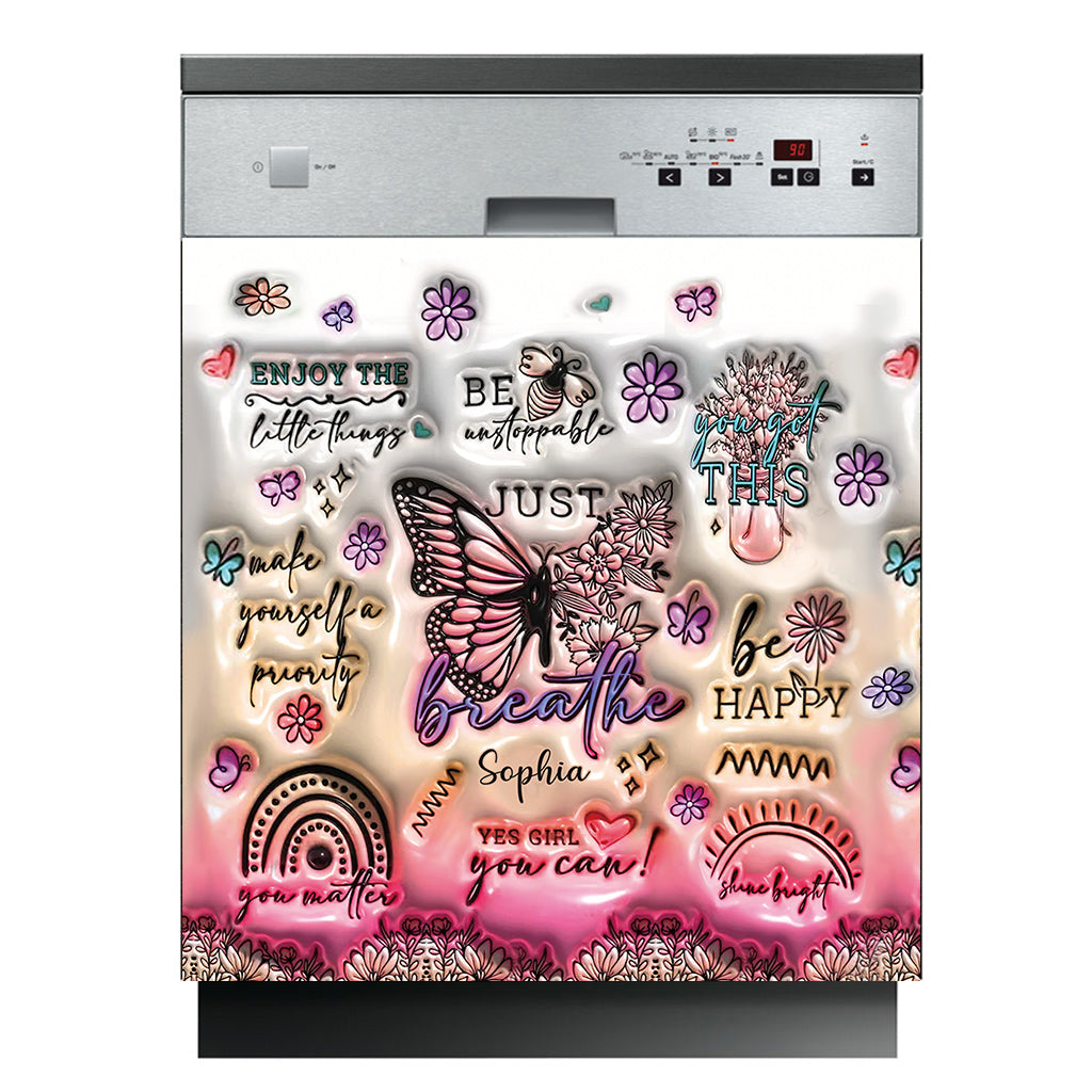 Positive Affirmations Butterfly - Personalized Butterfly Dishwasher Cover