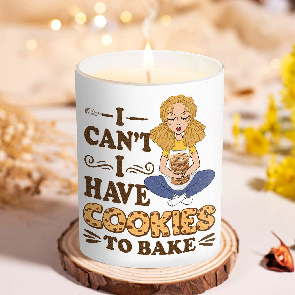 I Can't I Have Cookies To Bake - Personalized Baking Candle With Wooden Lid