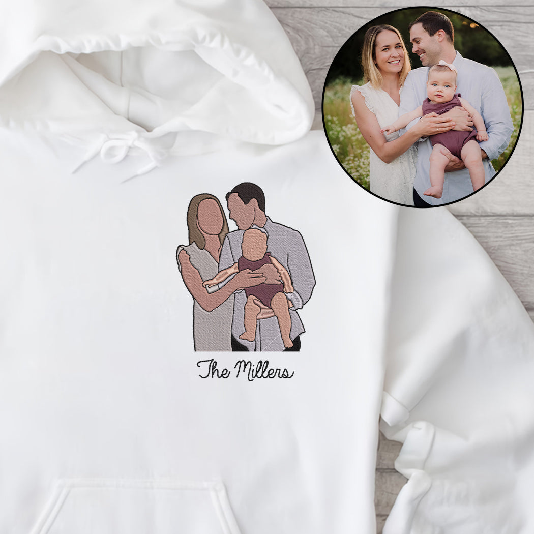 Custom 2D Photo - Personalized Family Embroidered Hoodie