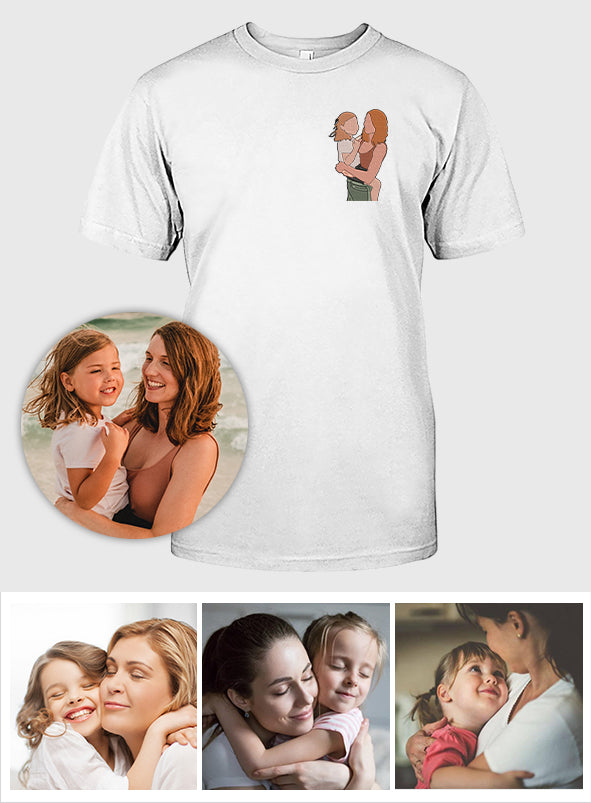 Custom 2D Photo - Personalized Aunt Embroidered T-shirt