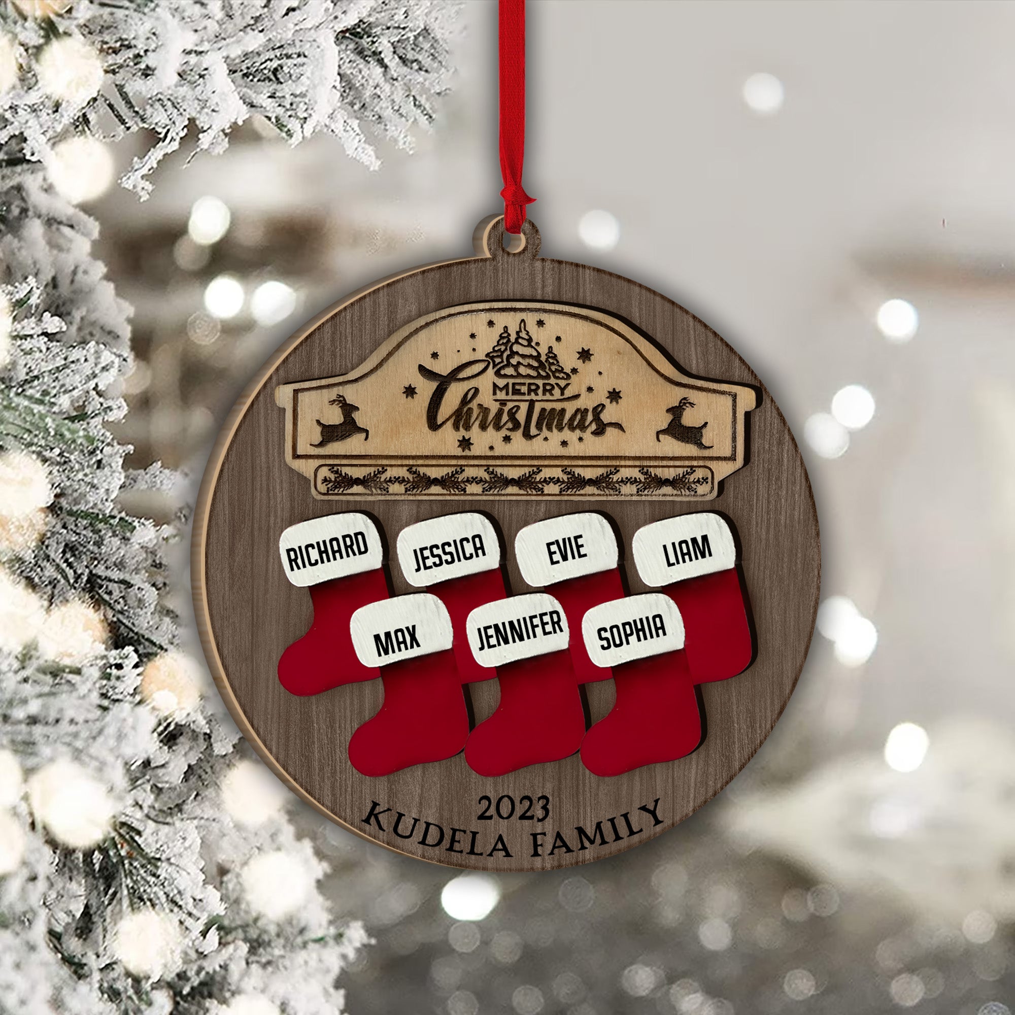 Our Family - Personalized Family 2 Layered Piece Ornament