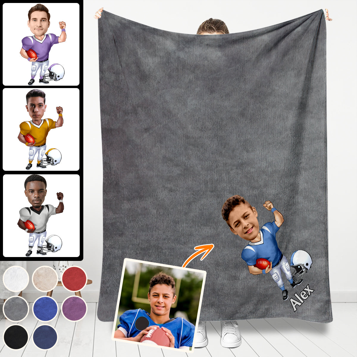 Love Sports - Personalized Football Blanket