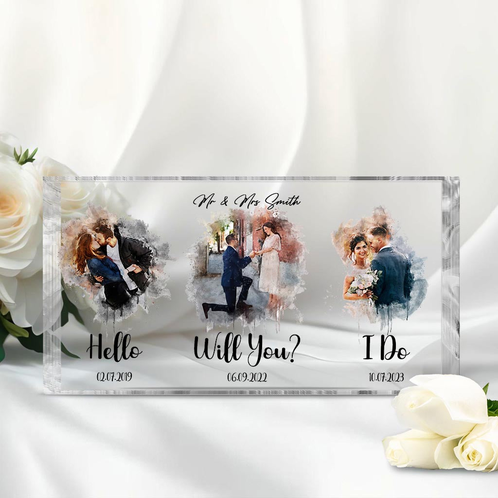 From Hello Till I Do - Personalized Husband And Wife Custom Shaped Acrylic Plaque