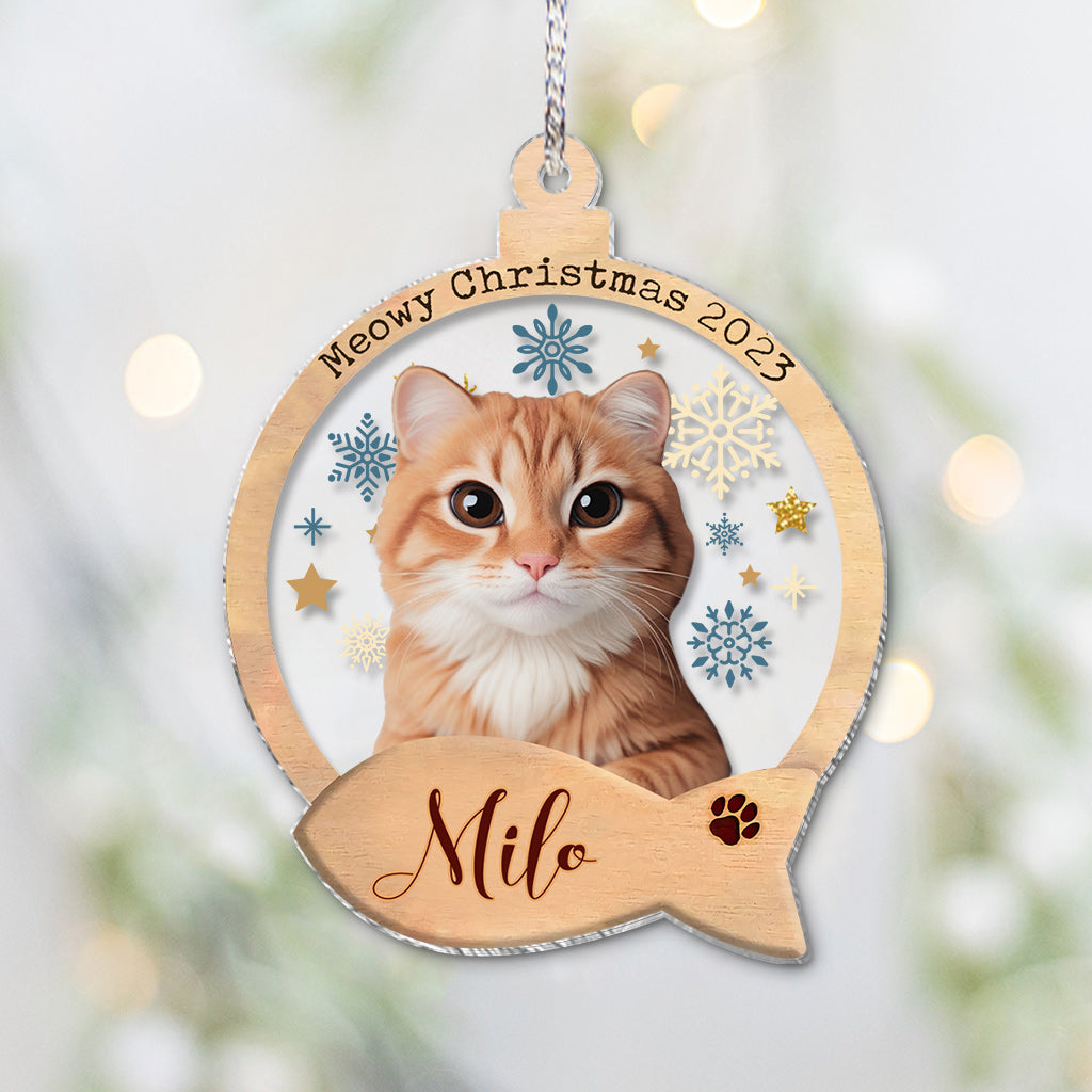 Custom Cartoonized Cat Photo - Gift for cat lovers - Personalized Transparent Ornament