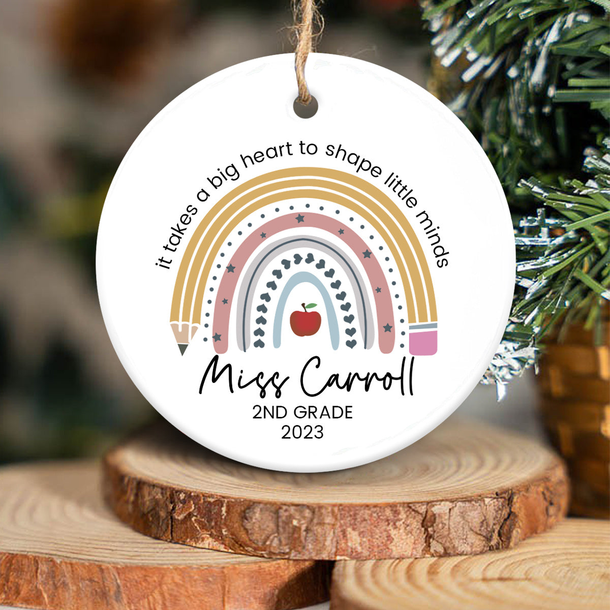 Thanks For Helping Me Shine - Personalized Teacher Ceramic Circle Ornament