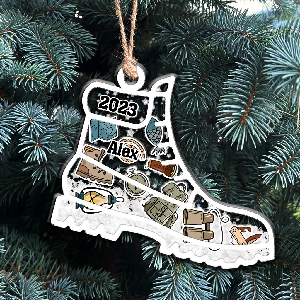 Hiking Boots Items - Personalized Hiking 3 Layered Shaker Ornament