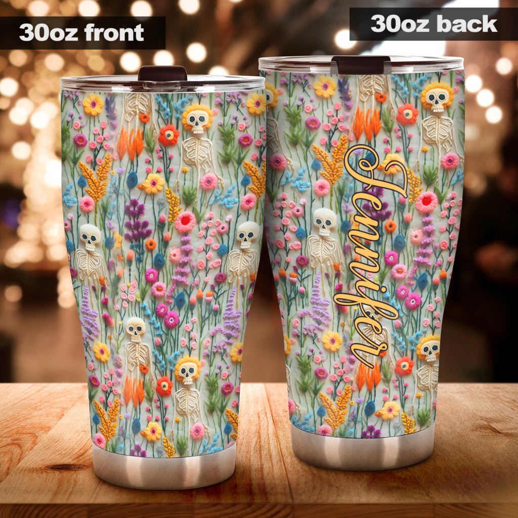 Floral Skeleton - Personalized Skull Tumbler