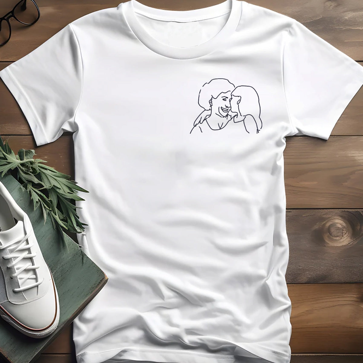 Custom Line Art - Personalized Grandma Embroidered T-shirt