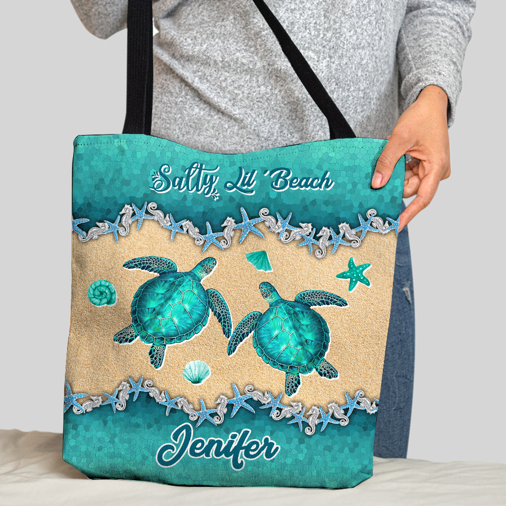 Salty Lil' Beach - Personalized Turtle Tote Bag