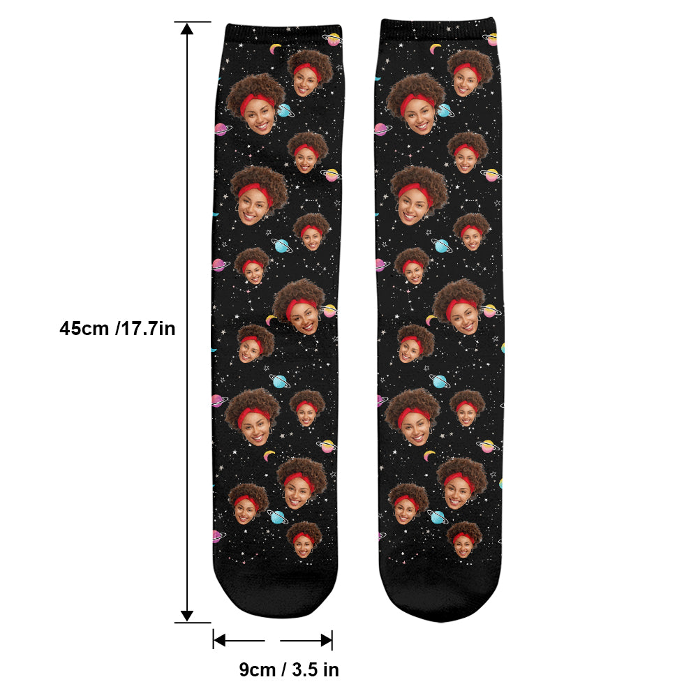 Custom Face Galaxy - Personalized Daughter Socks