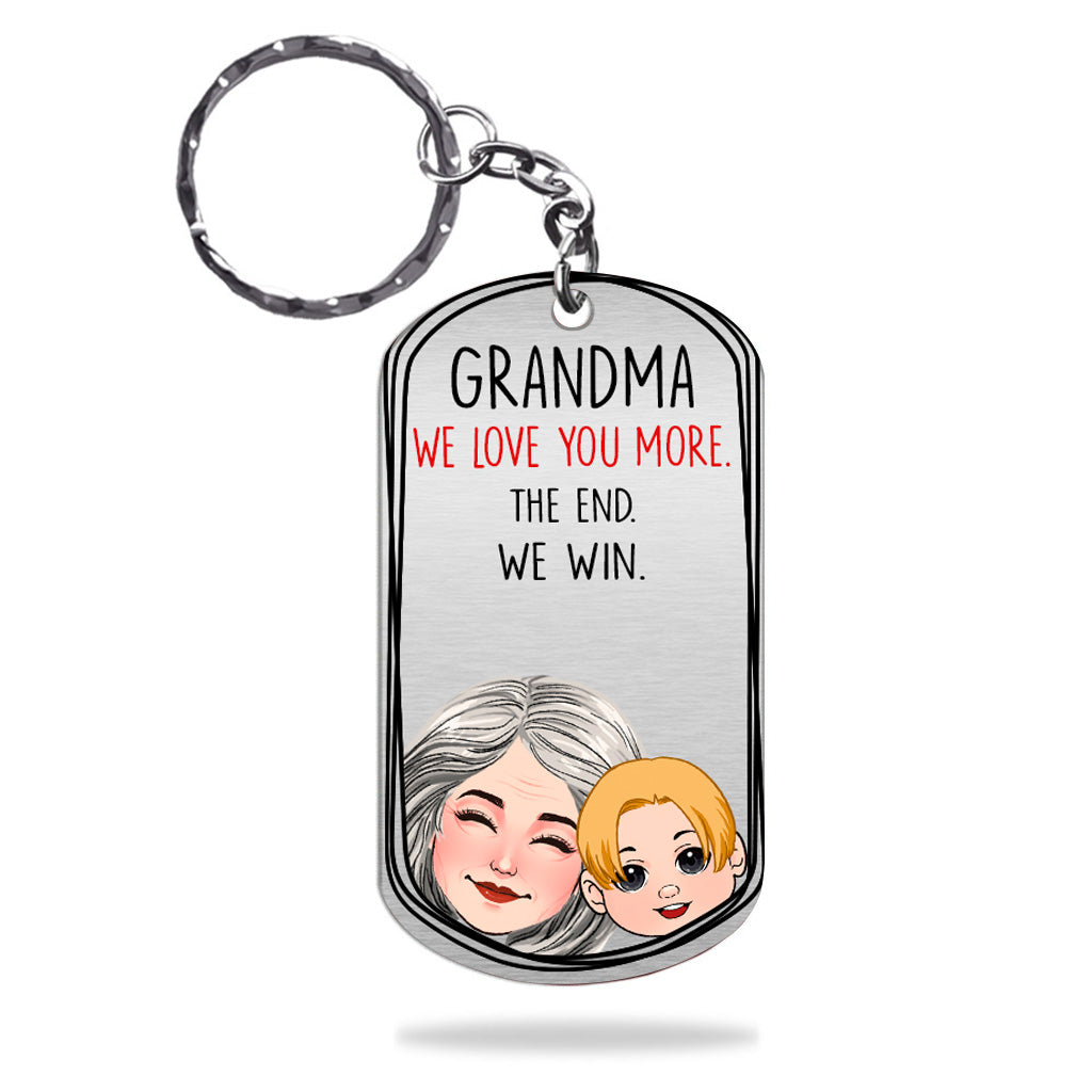 Discover Dad I Love You More - Gift for dad, grandma, grandpa, mom, uncle, aunt - Personalized Stainless Steel Keychain