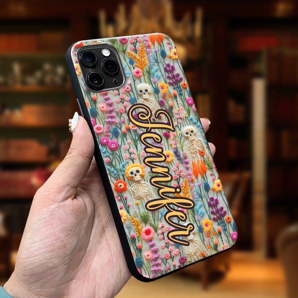 Floral Skeleton - Personalized Skull Phone Case