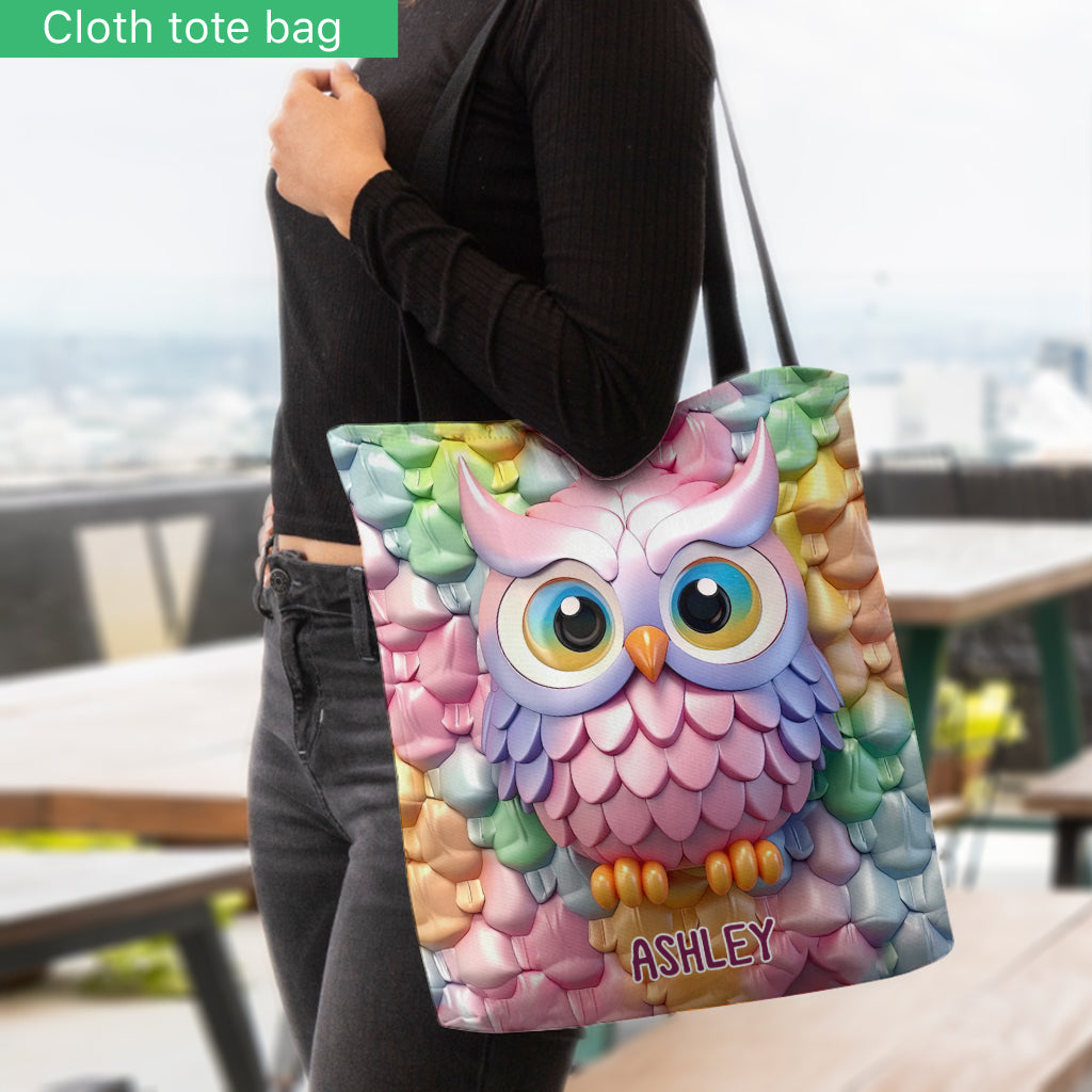 Colorful Owl - Personalized Owl Tote Bag