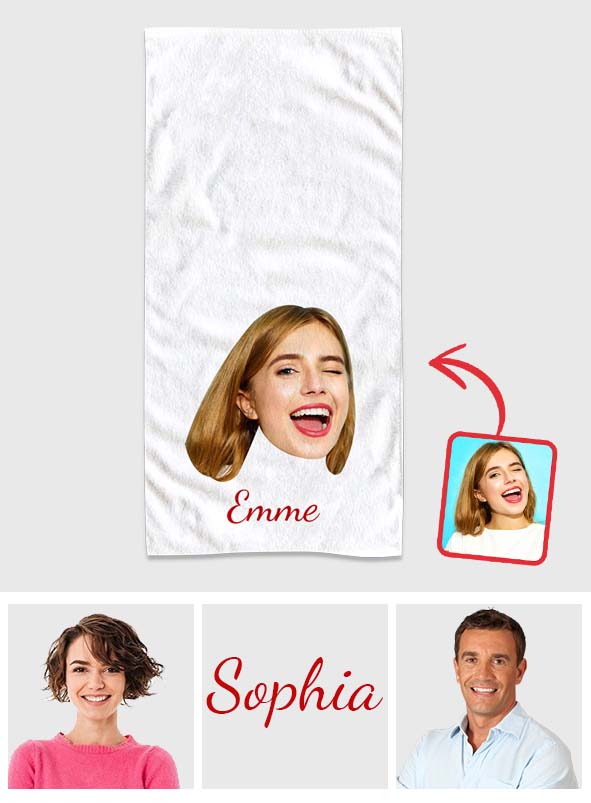 Funny Face - Personalized Beach Towel