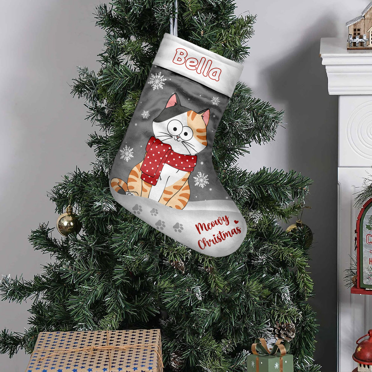 Meowy Christmas - Personalized Cat Christmas Stockings