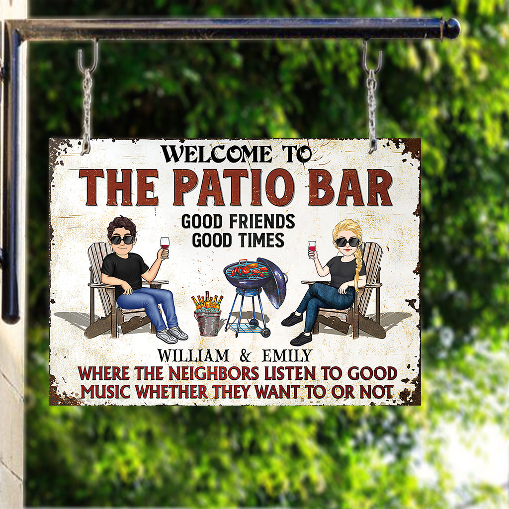 Welcome To The Patio Bar - Personalized Backyard Rectangle Metal Sign