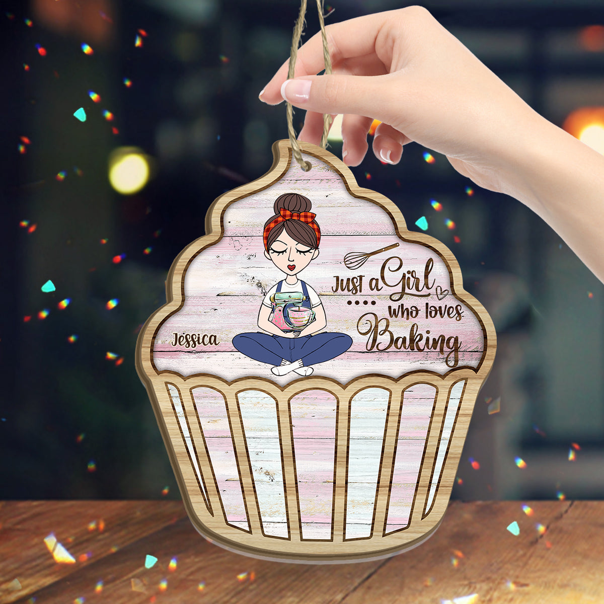 Just A Girl Who Loves Baking - Personalized Baking Suncatcher