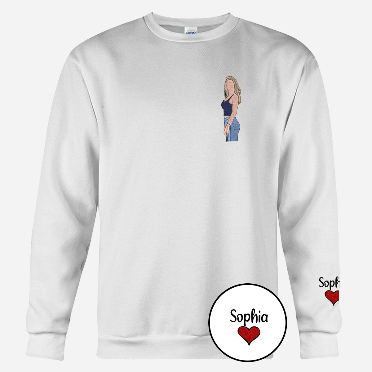 Custom 2D Photo - Personalized Aunt Embroidered Sweater